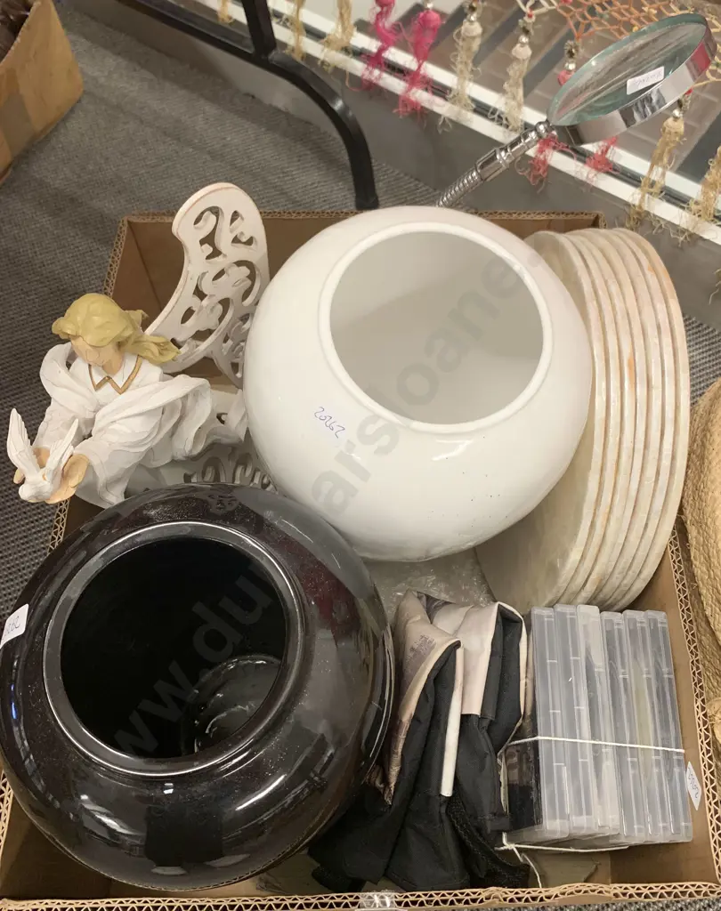 Boxed Lot of Assorted Including Vases and Angle Poised Magnifier Image 1++
