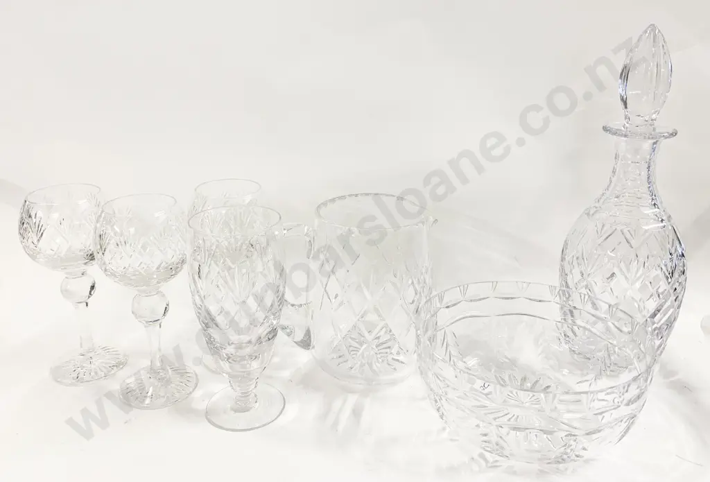 Qty of Crystal Including Decanter Jug Stemmed Ware etc. Image 1++