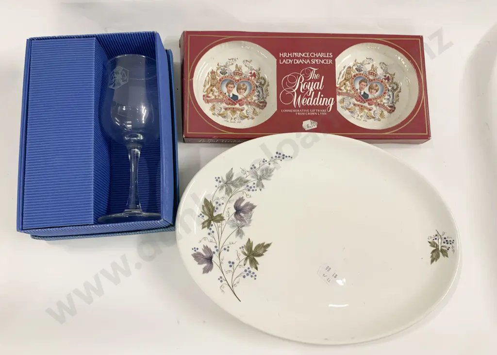 Qty of Assorted China With Pottery and Glass Ware Including Royal Commemorative Image 1++