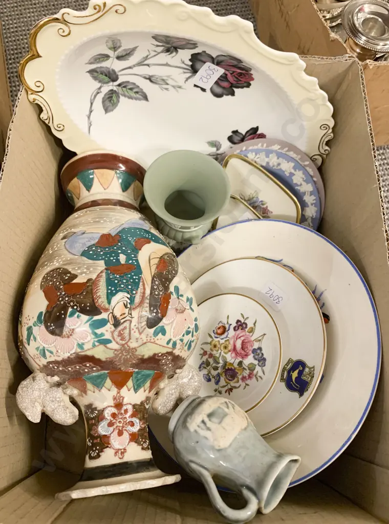 Box of Assorted China and Vases etc. Including Wedgewood and Royal Worcester Image 1++