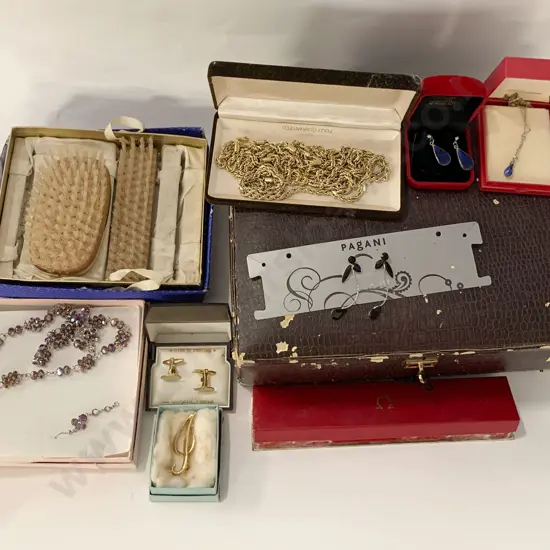 Box of Costume Jewellery With Mirrored Jewellery Box and Dressing Table Items