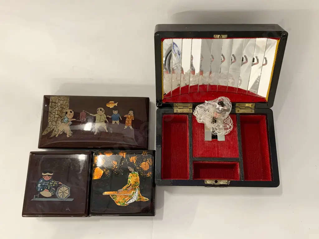 Four Lacquered Jewellery Boxes Image 1++