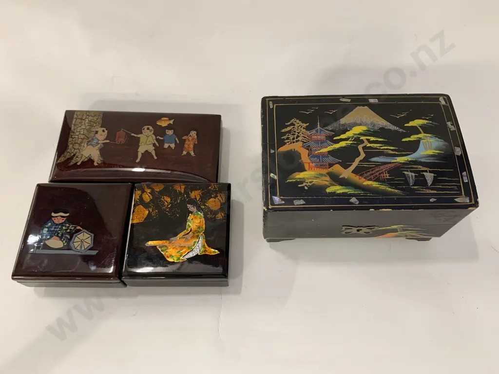Four Lacquered Jewellery Boxes Image 1++