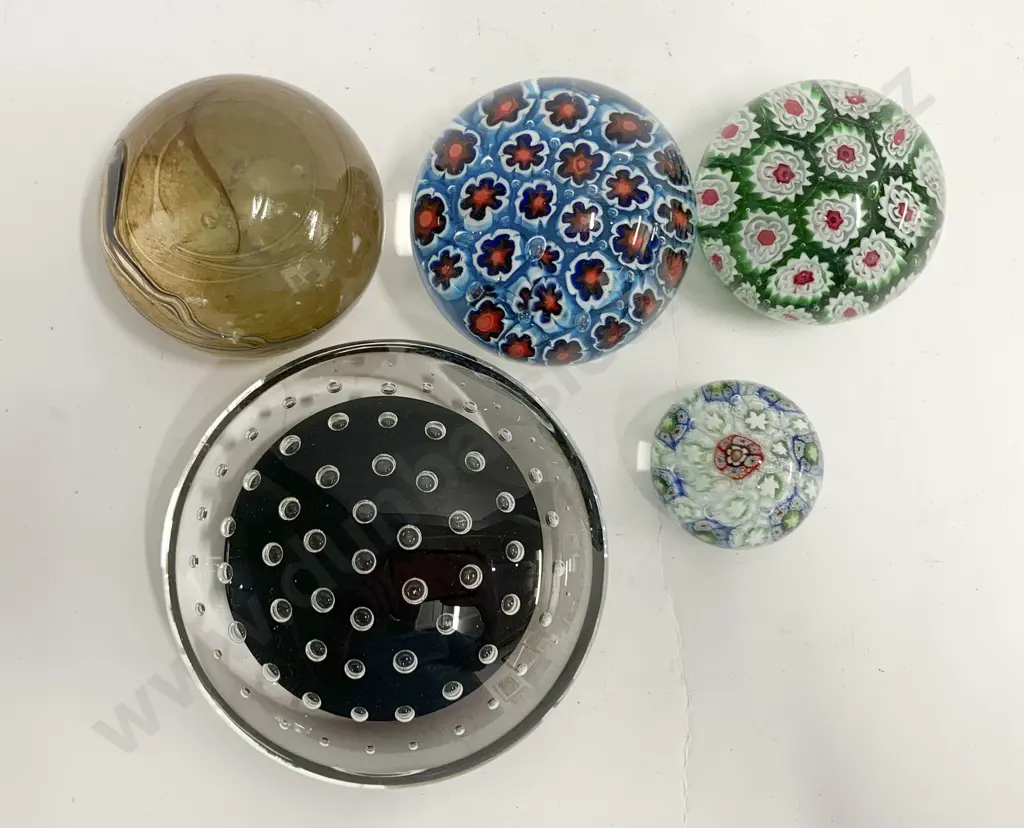 Five Art Glass Paper Weights Image 1++