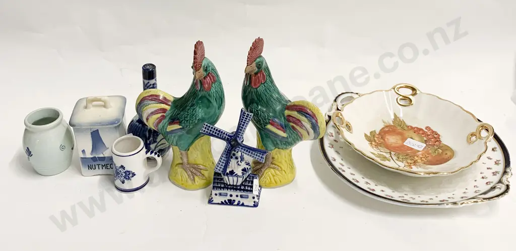 Qty of Assorted China and Ornaments Including Pair of Ceramic Roosters Image 1++
