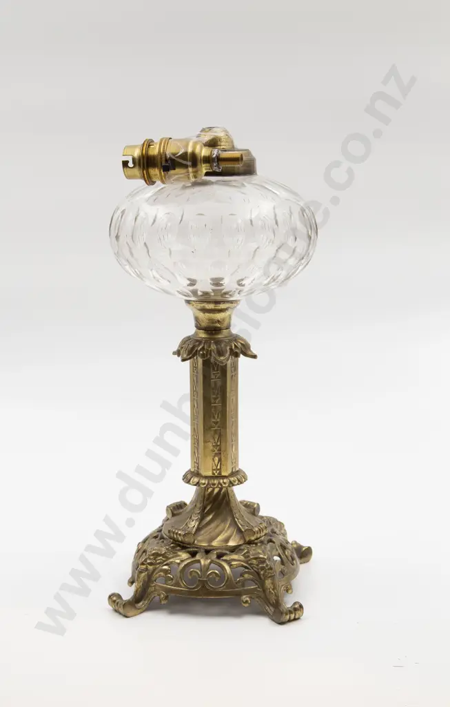 Decorative Brass and Glass Lamp (AF) Image 1++