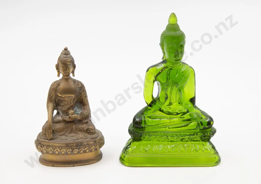 Pair of Glass and Metal Religious Figures Image 1++