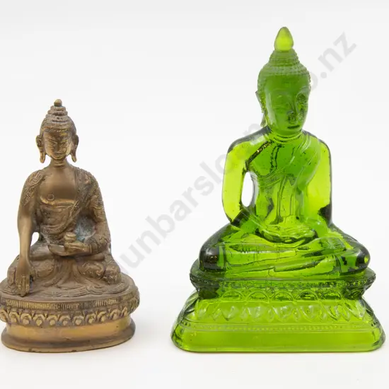 Pair of Glass and Metal Religious Figures