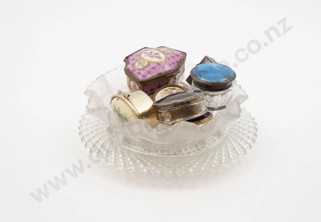 Various Pill Boxes Together With Two Dishes Image 1++