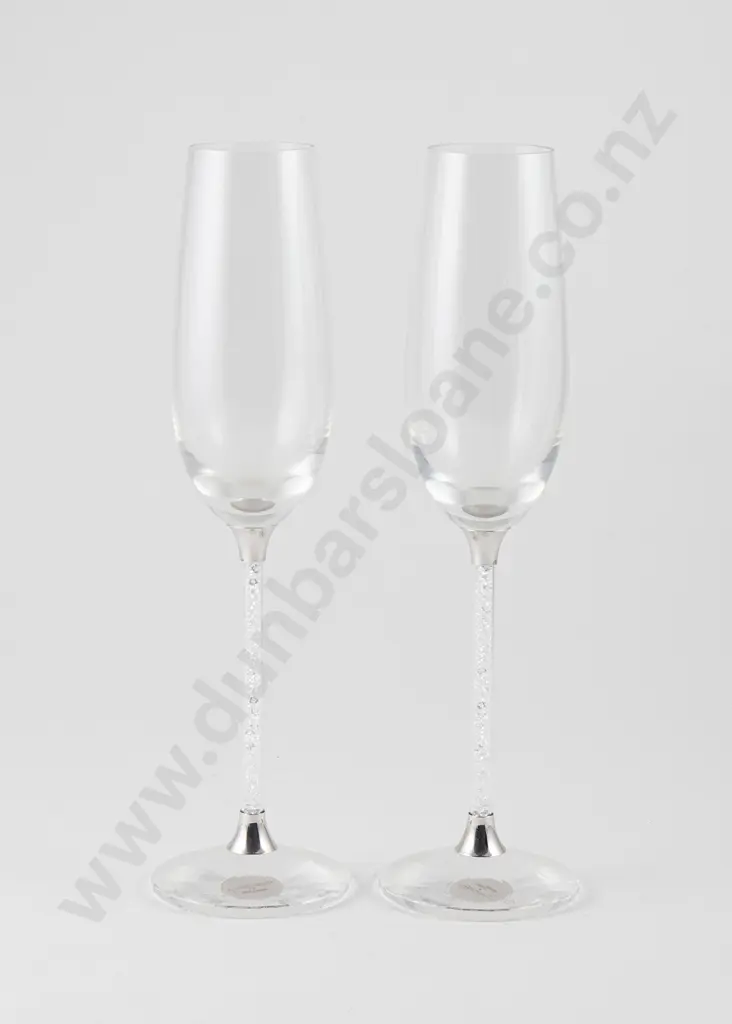 Pair Swarovski Crystal Wedding Toasting Flutes Image 1++