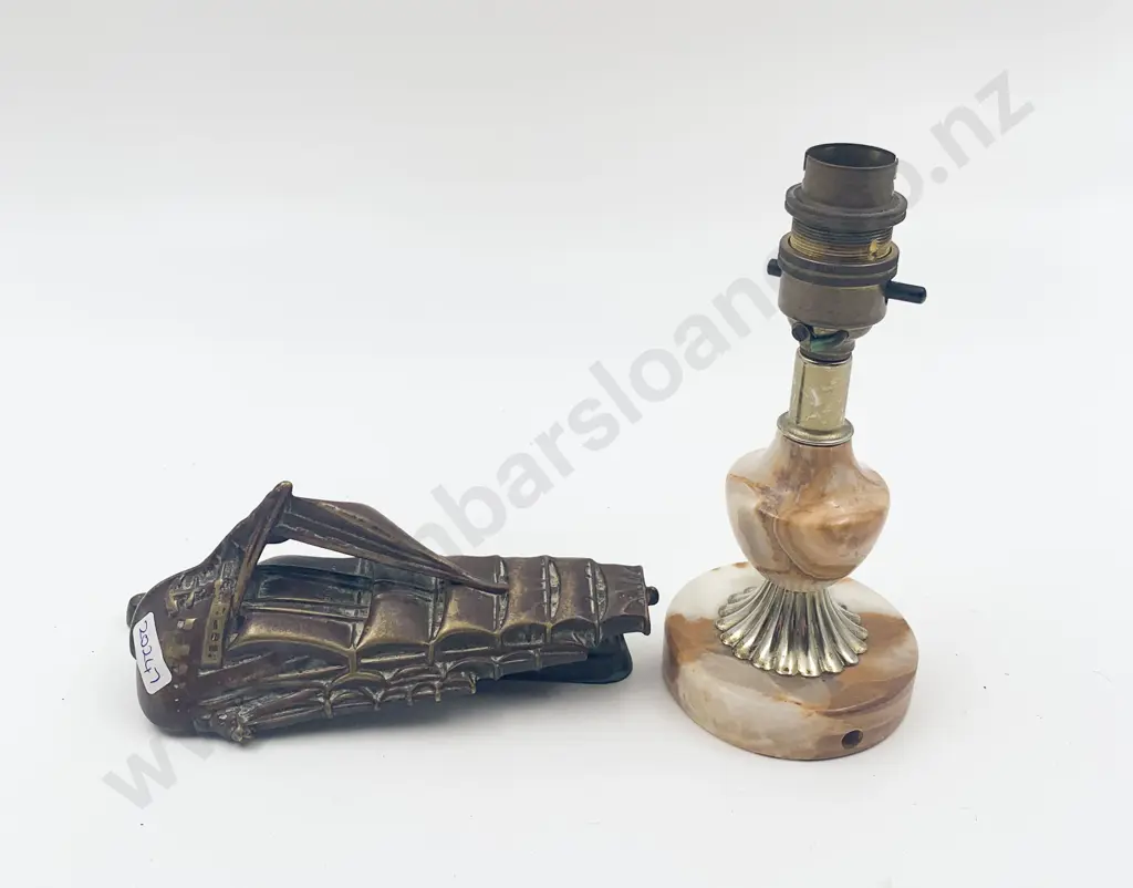 Ship Form Door Knocker Together With Small Agate Lamp (Needs Wiring) Image 1++