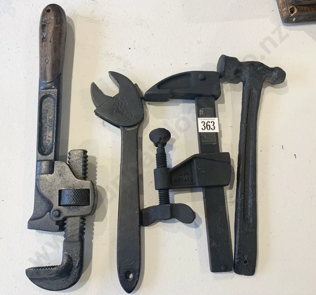 Four Vintage Ebonized Tool Including Clamp Image 1++