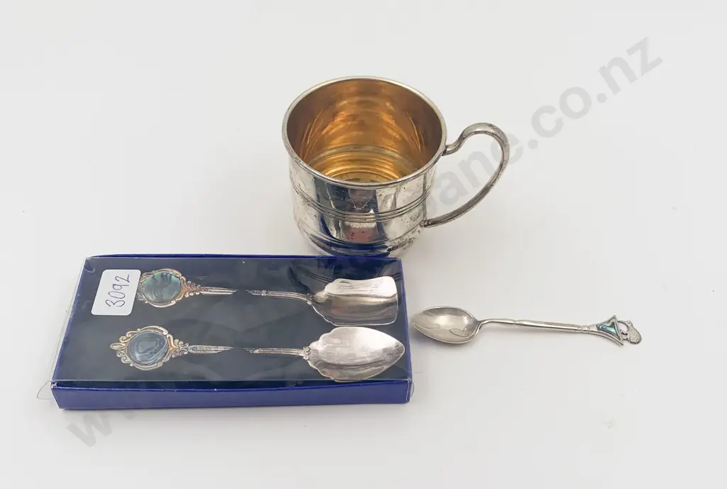 S/P Christening Mug Together With S/S Tea Spoon and Two Others Image 1++