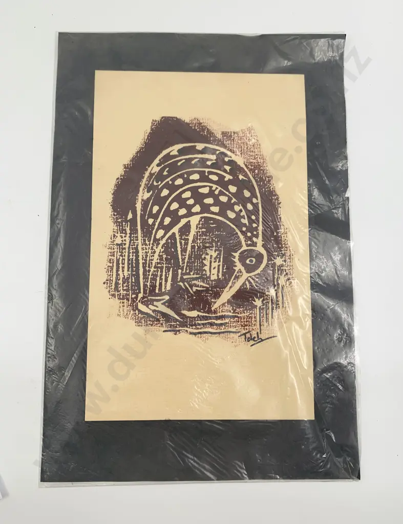Thelma deLancy Lino Cut of Kiwi Image 1++