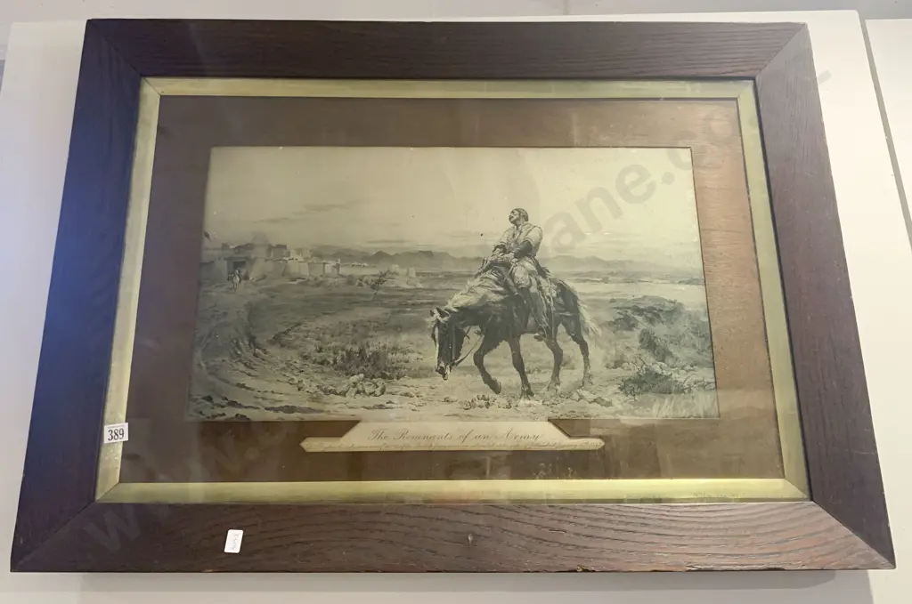 Oak Frame Vintage Print "The Remnants of An Army" Image 1++