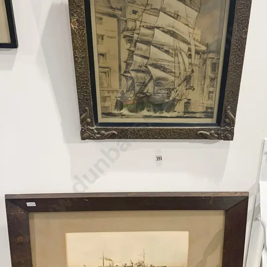 Framed Nautical Print "The Romance of Lloyds" Together With Other Framed Work