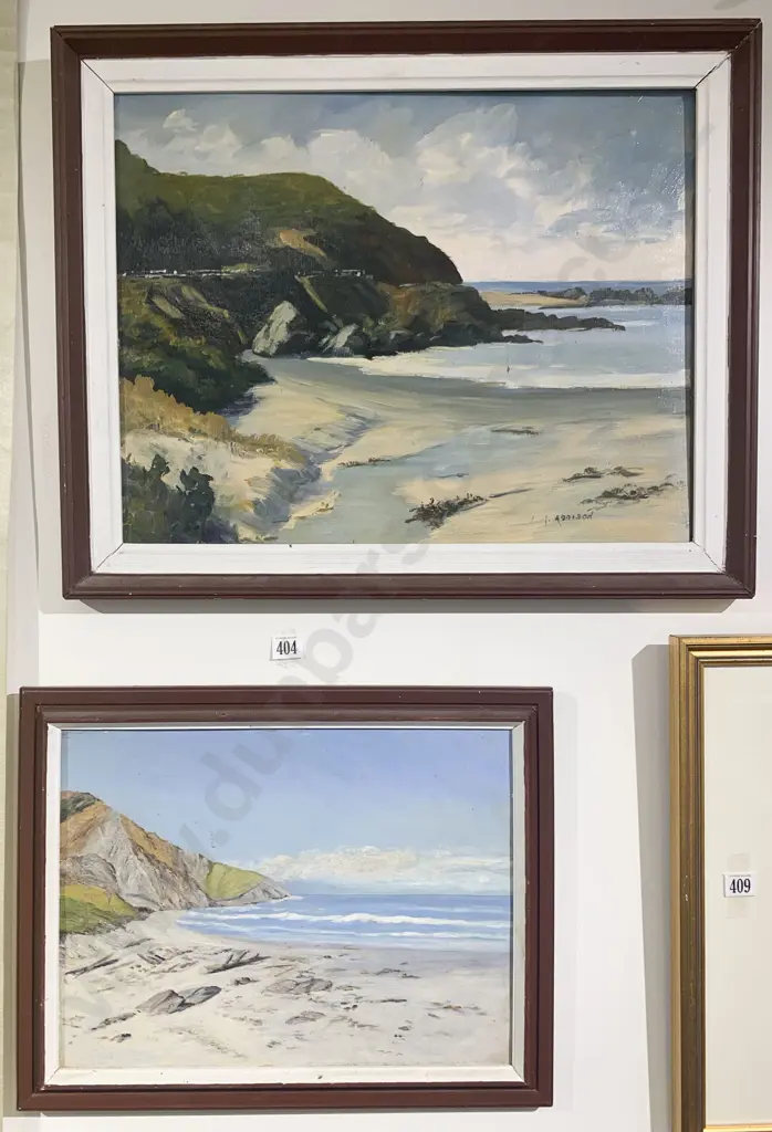 Two Framed Oil Coastal Scenes Image 1++