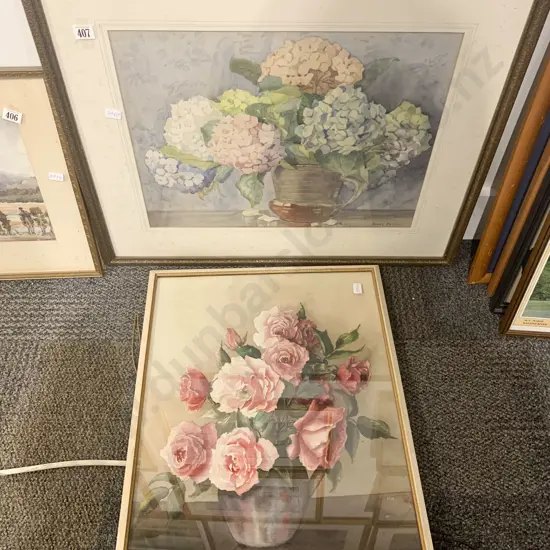 Two Vintage Floral Still Life watercolours including Lynn Palmer
