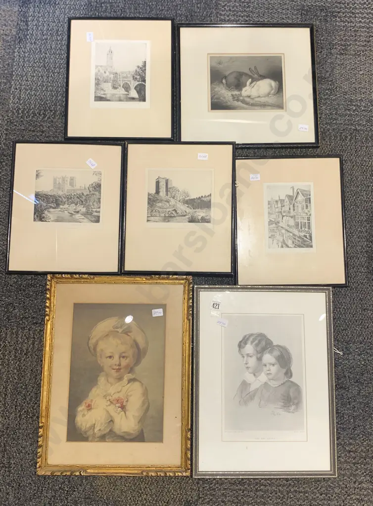 Five Framed Etchings and Two Prints Image 1++