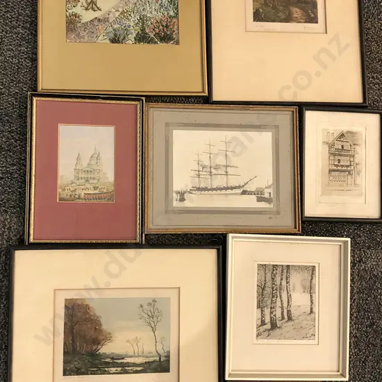 Seven Assorted Prints Etchings and Originals