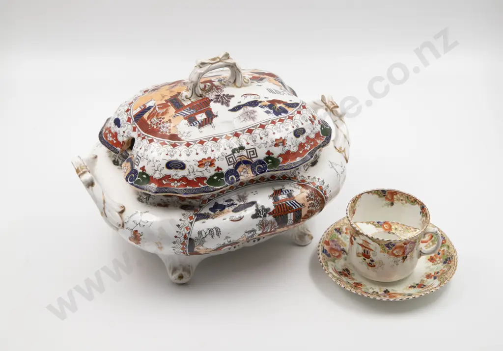 Victorian lidded tureen and a moustache cup Image 1++
