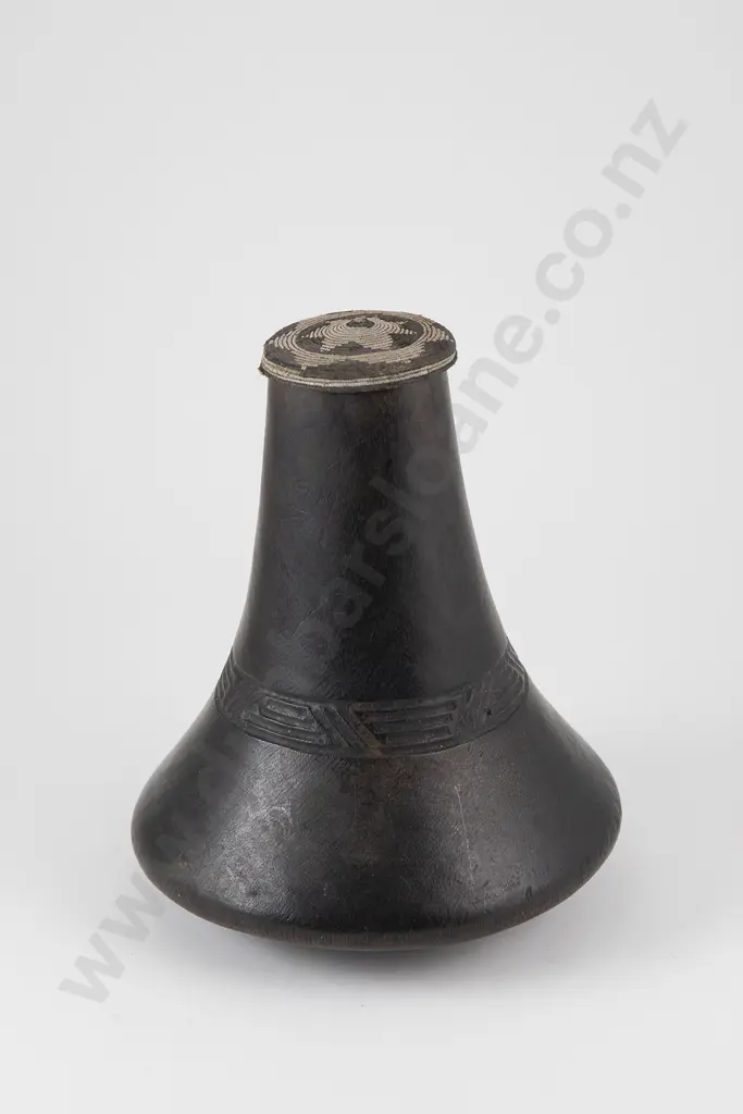 Bahima Hima Tribe wood container with finely woven lid Image 1++