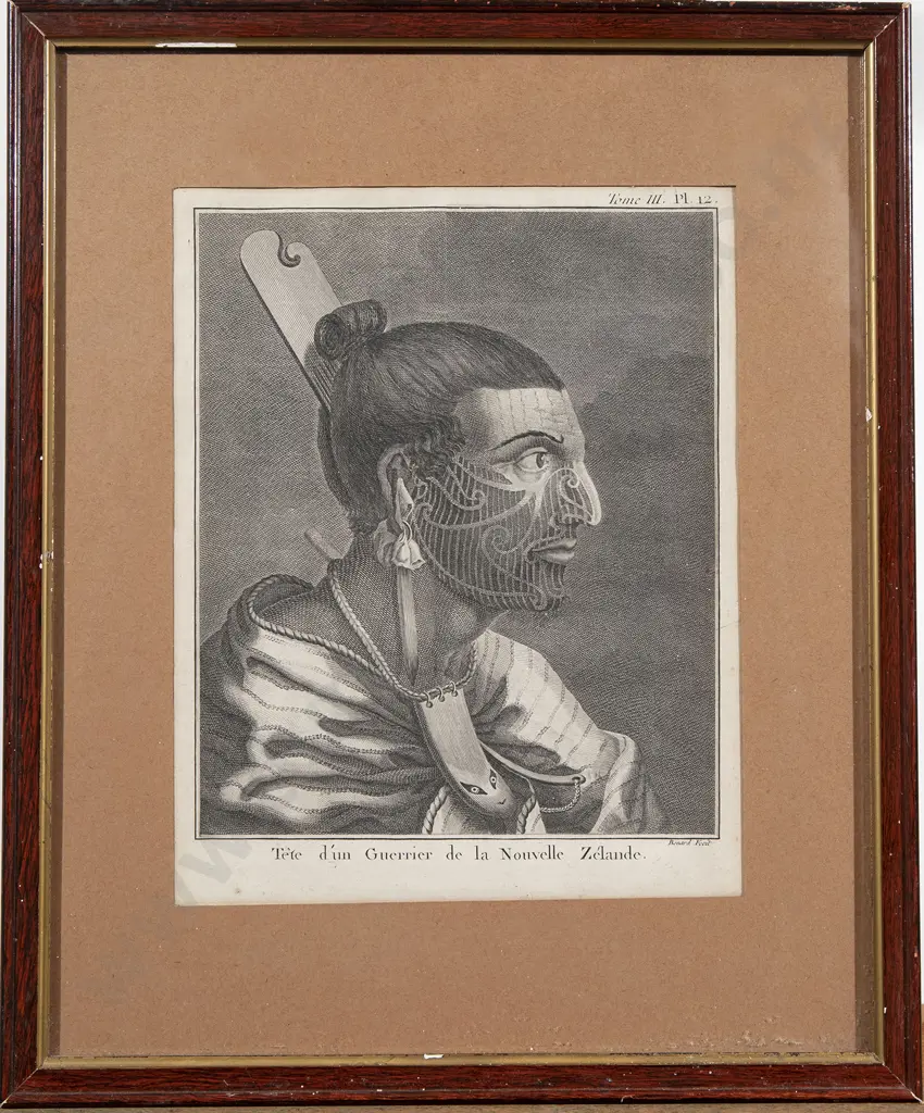 Sydney Parkinson Engraving Tete dun Guerrier de La Nouvelle Zelande Image 1++