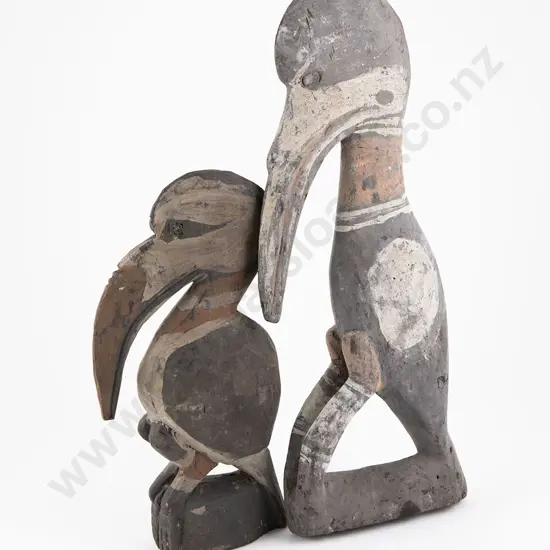 Two Papua New Guinea Carved Hornbill figures