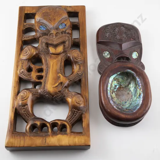Carved panel with an ancestral figure and a carved wheku head