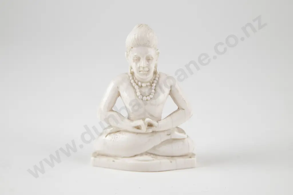 Indian Carved Bone figure of a Meditating Sadhu Image 1++