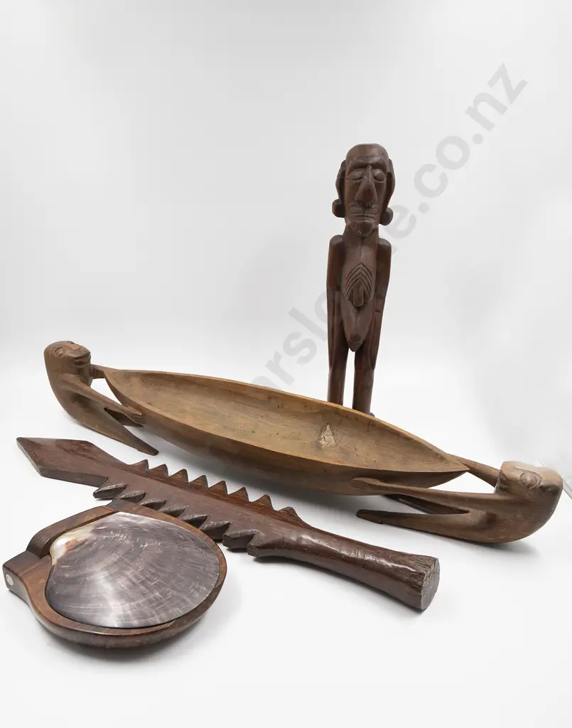 Easter Island Figure and Melanesian figure supported bowl Image 1++