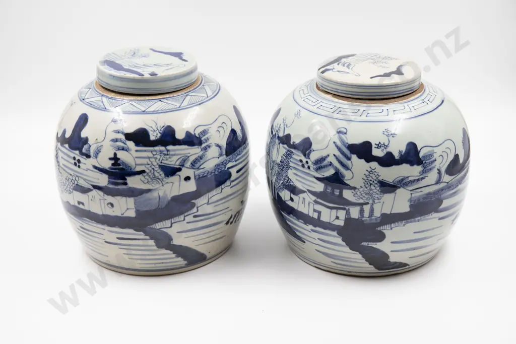 A pair of Decorative 19th century Chinese Ginger Jars Image 1++