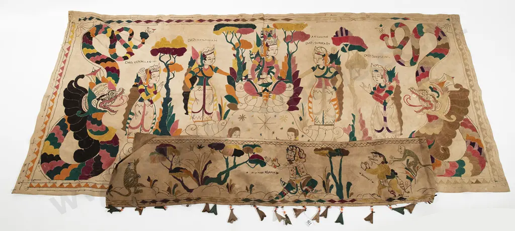 Two African Ramayana embroidered story cloths Image 1++
