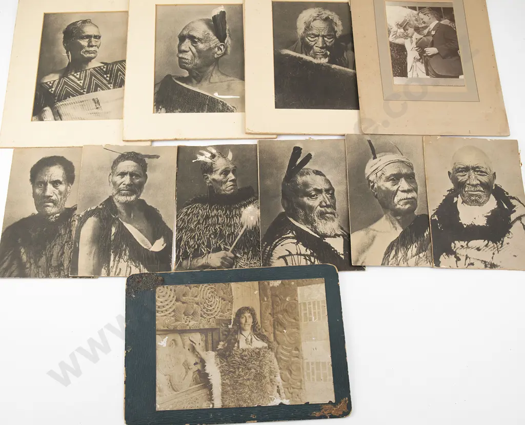 Albumen photograph depicting Bella Papakura together with a collection of other photo cards and books Image 1++