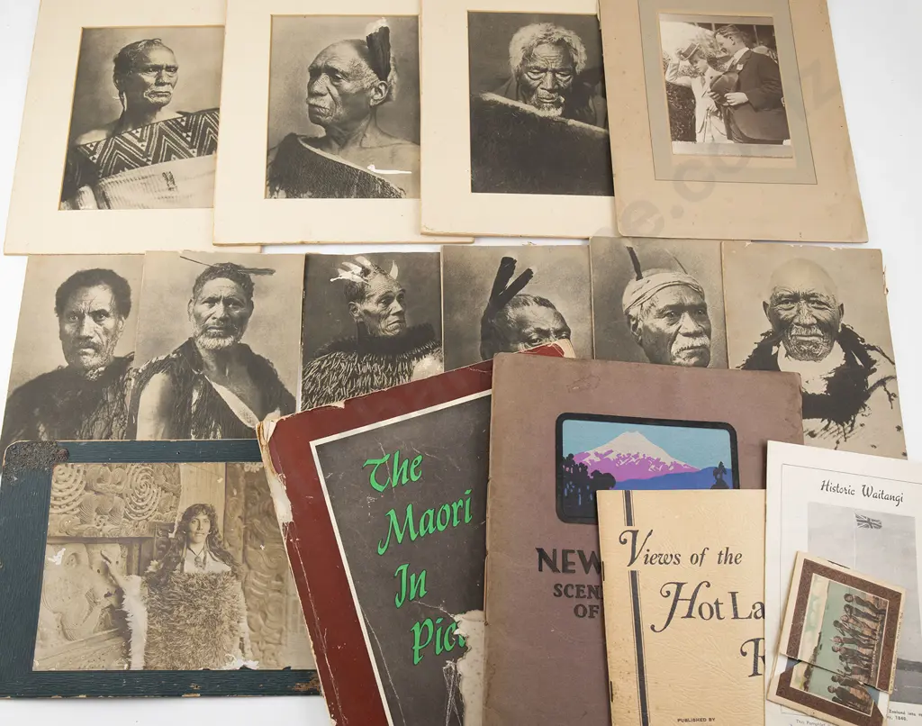Albumen photograph depicting Bella Papakura together with a collection of other photo cards and books Image 1++