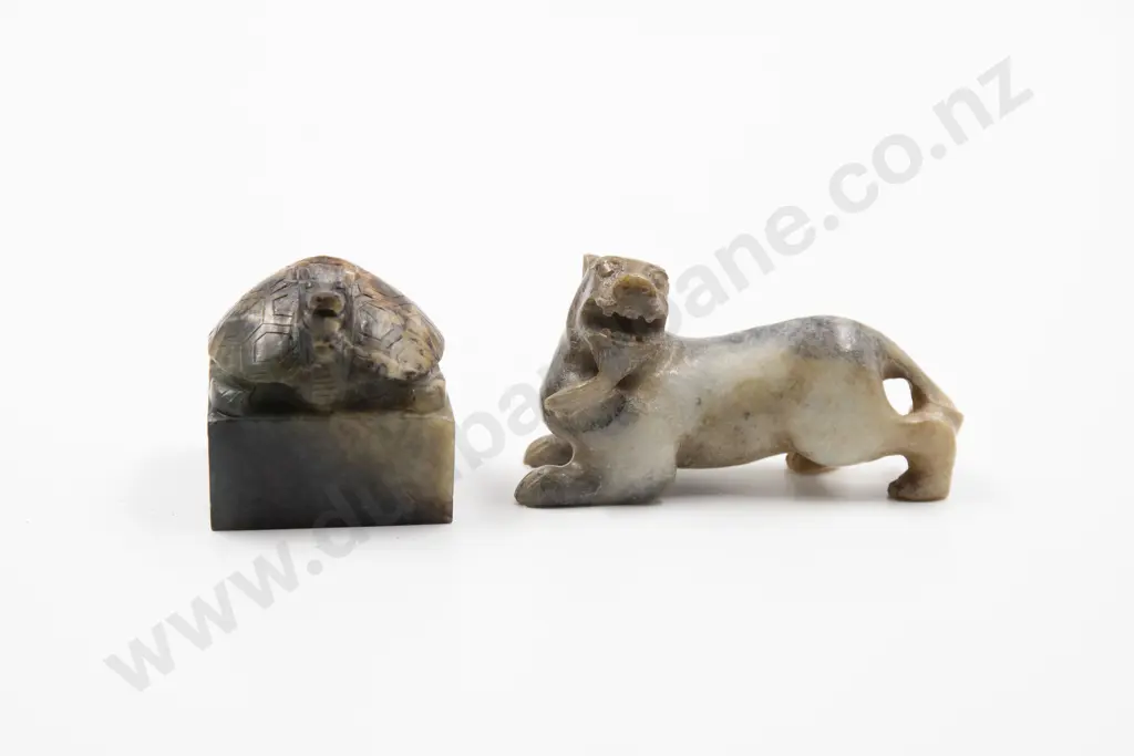 Chinese carved stone dragon and chop seal Image 1++