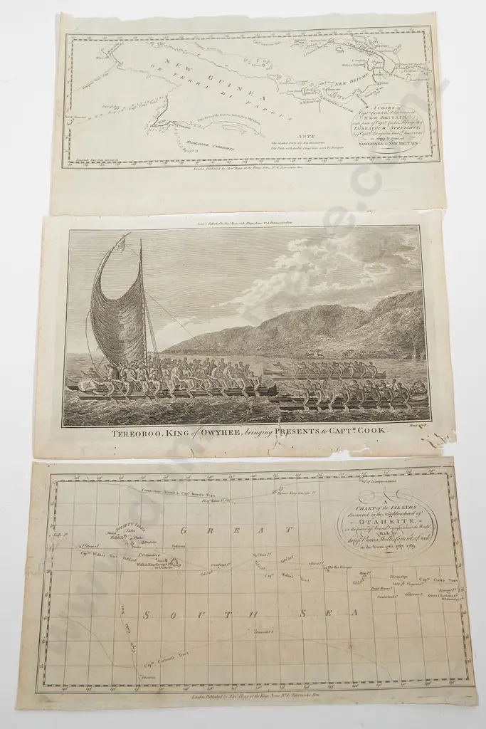 A group of six 18th century engravings from Cooks Voyages Image 1++