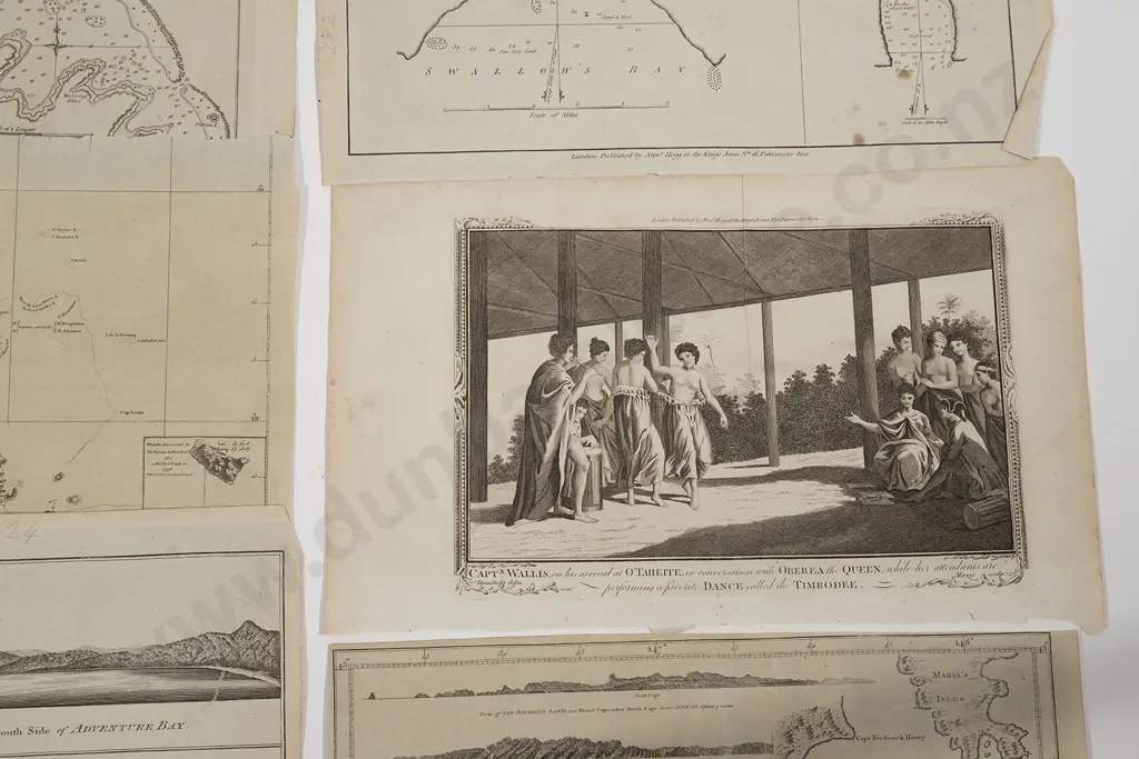 A group of six 18th century engravings from Cooks Voyages Image 1++