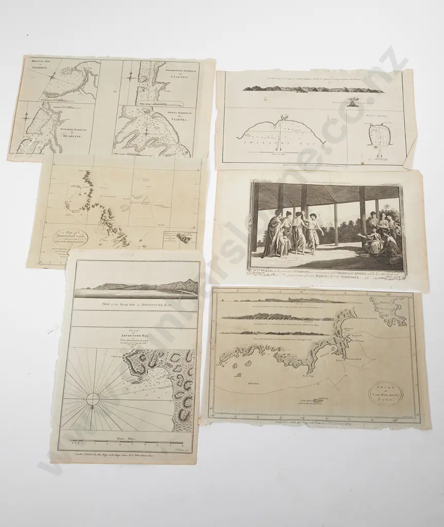A group of six 18th century engravings from Cooks Voyages Image 1++
