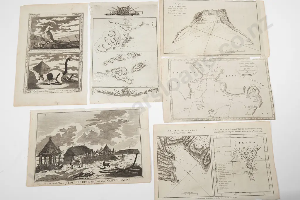 A group of six 18th century engravings from Cooks Voyages Image 1++