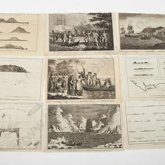 A group of nine 18th century engravings from Cooks Voyages