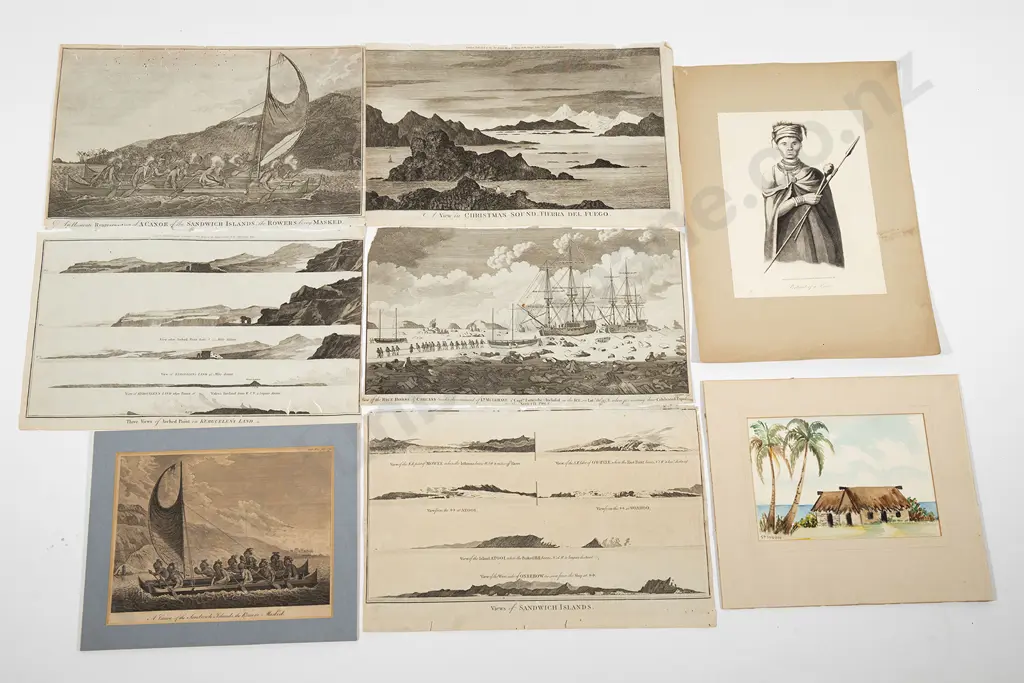 A group of six 18th century engravings from Cooks Voyages Image 1++