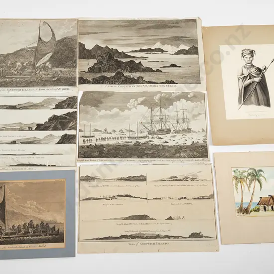 A group of six 18th century engravings from Cooks Voyages