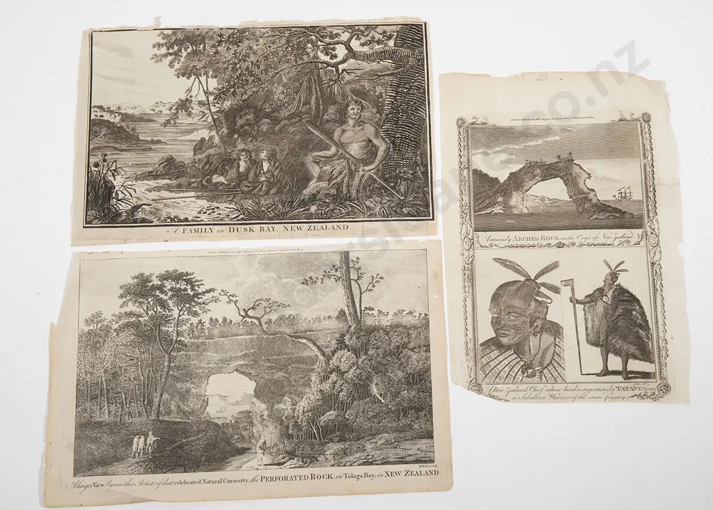 A group of three 18th century engravings from Cooks Voyages Image 1++