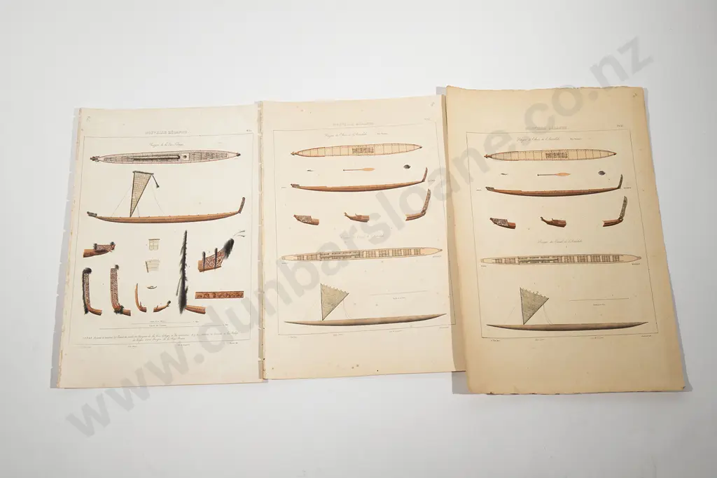 Three  18th Century coloured lithographs  from the French account of Cooks first Voyages Image 1++