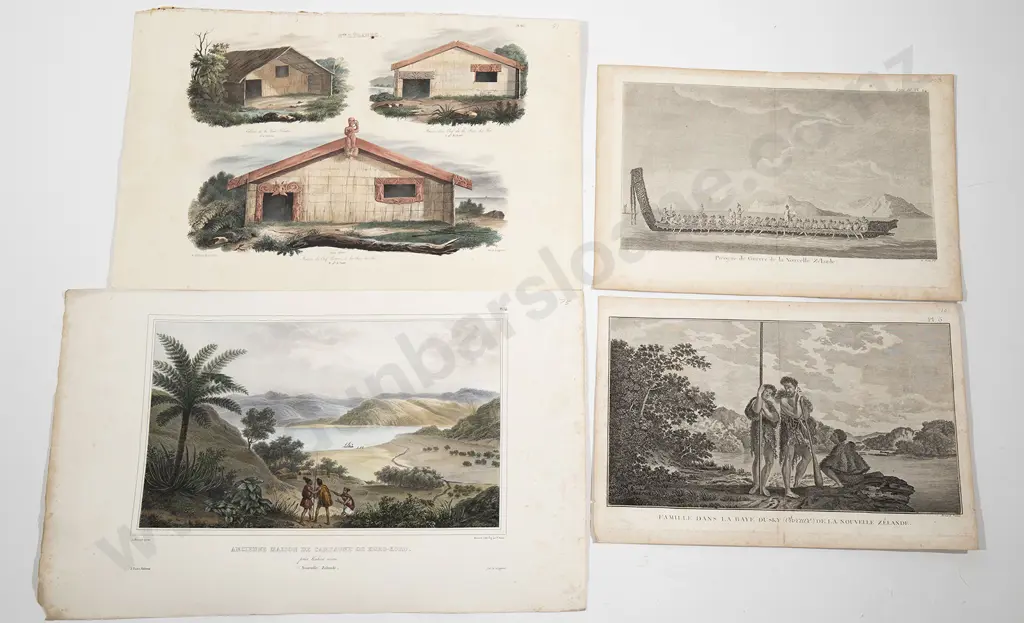 Two 18th Century engravings and two lithographs from the French account of Cooks first Voyages. Ancienne Maison De Campagne De Koro-Koro Image 1++