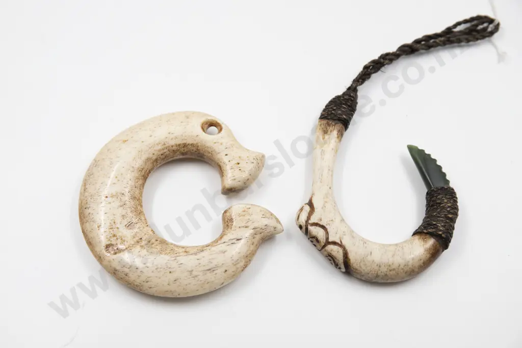 Whalebone fish hook and Whale bone pendant Image 1++
