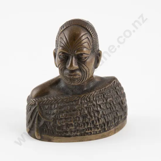 Cast Bronze Bust of a Maori chief