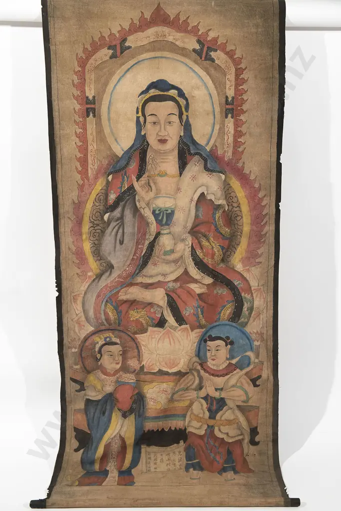 Chinese Thangka depicting the Bodhisattva of Compassion  Quan Yin Image 1++