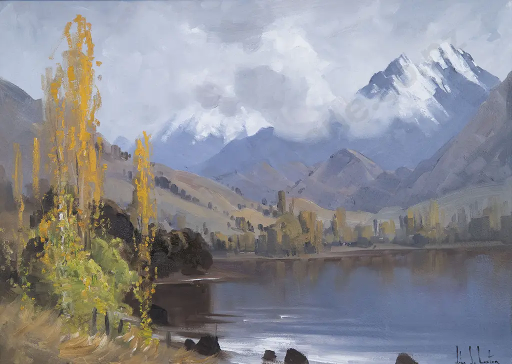 John Loxton (1903-69) - South Island Lake Scene Image 1++